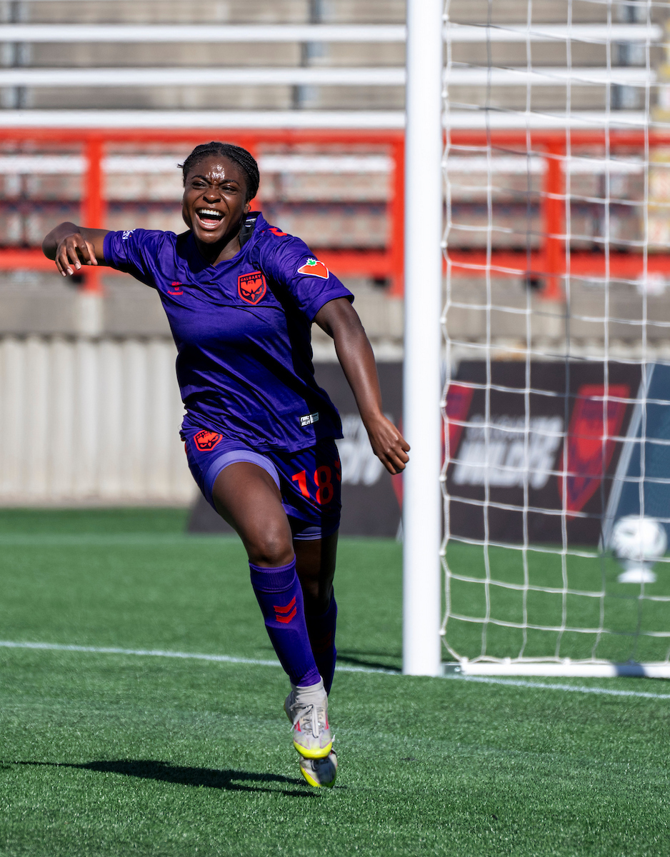 Serita Thurton celebrating a goal